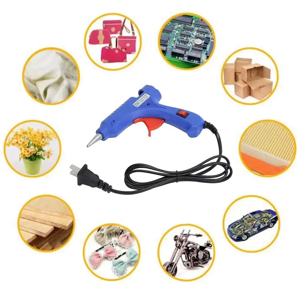 20W Hot Melt Glue Gun Mini DIY Tool For Household And Light Industrial Use 7mm Glue Sticks Anti Drip Nozzle EU Plug