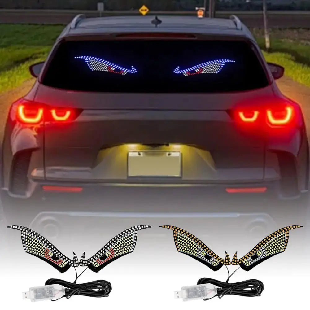 Simples Market USB dynamic devil-eye LED lights for cars, RGB window screen display with two eye panels and USB cables
