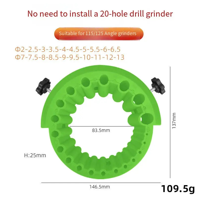 Anti Stripping Angle Grinder Drill Bit Sharpener 2 To 13 Mm 20 Holes With Thread Inserts Fits 115Mm And 125Mm Grinders