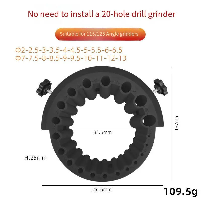 Anti Stripping Angle Grinder Drill Bit Sharpener 2 To 13 Mm 20 Holes With Thread Inserts Fits 115Mm And 125Mm Grinders