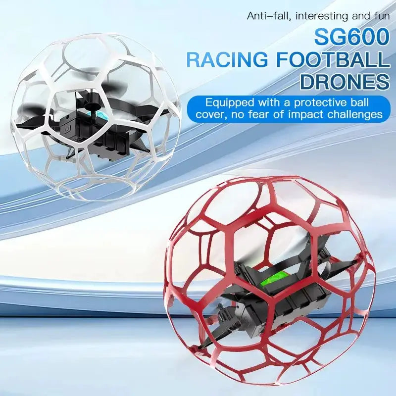 Simples Market SG600 MAX 2.4G RC racing football drone with protective spherical cage, white and red