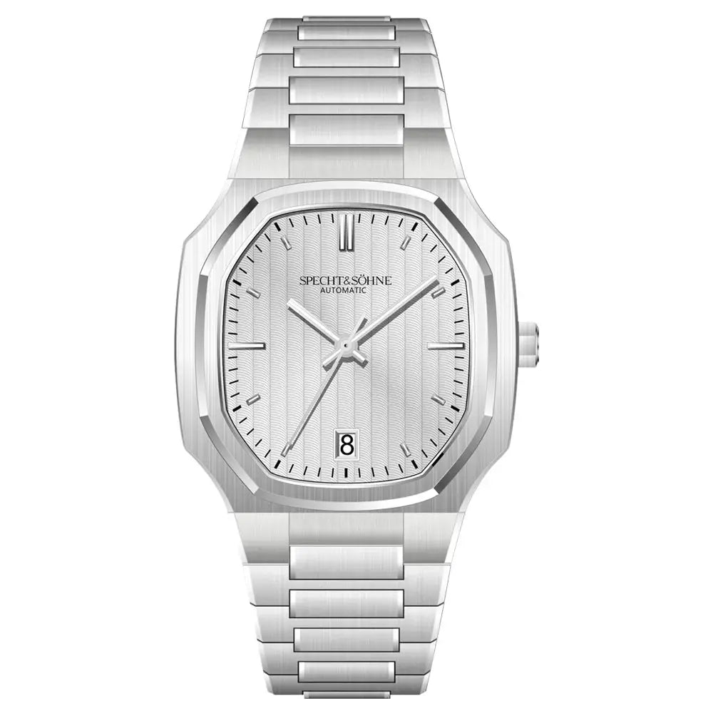 Specht&Sohne automatic watch, 37mm, stainless steel with silver dial and date window