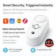 Zigbee Siren Alarm, white Simples Market smart home security device with vibration sensor