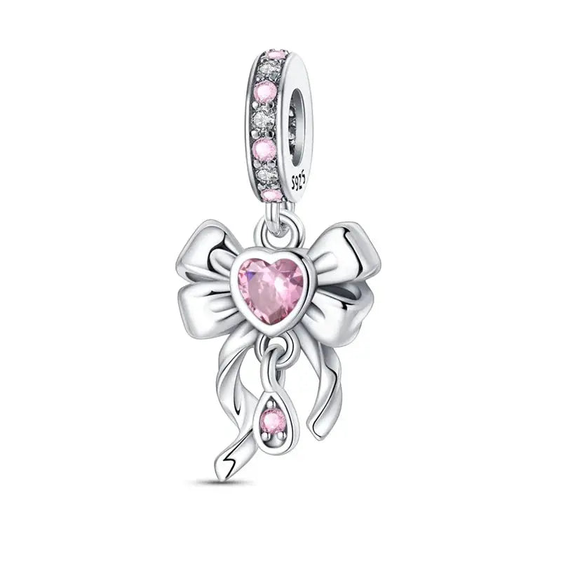 925 Silver Plated Magic Mirror Perfume Princess Angel Pink Charms Beads Fit Pandach 925 Bracelet Fine DIY Jewelry