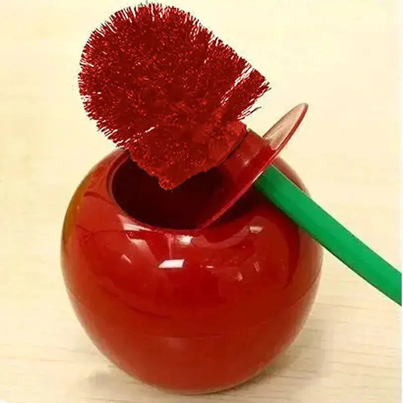 Cherry Shape Red Toilet Brush With Holder Set Bathroom Accessories
