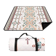 Waterproof picnic blanket 200x200 cm with colorful tribal geometric pattern and carrying handle