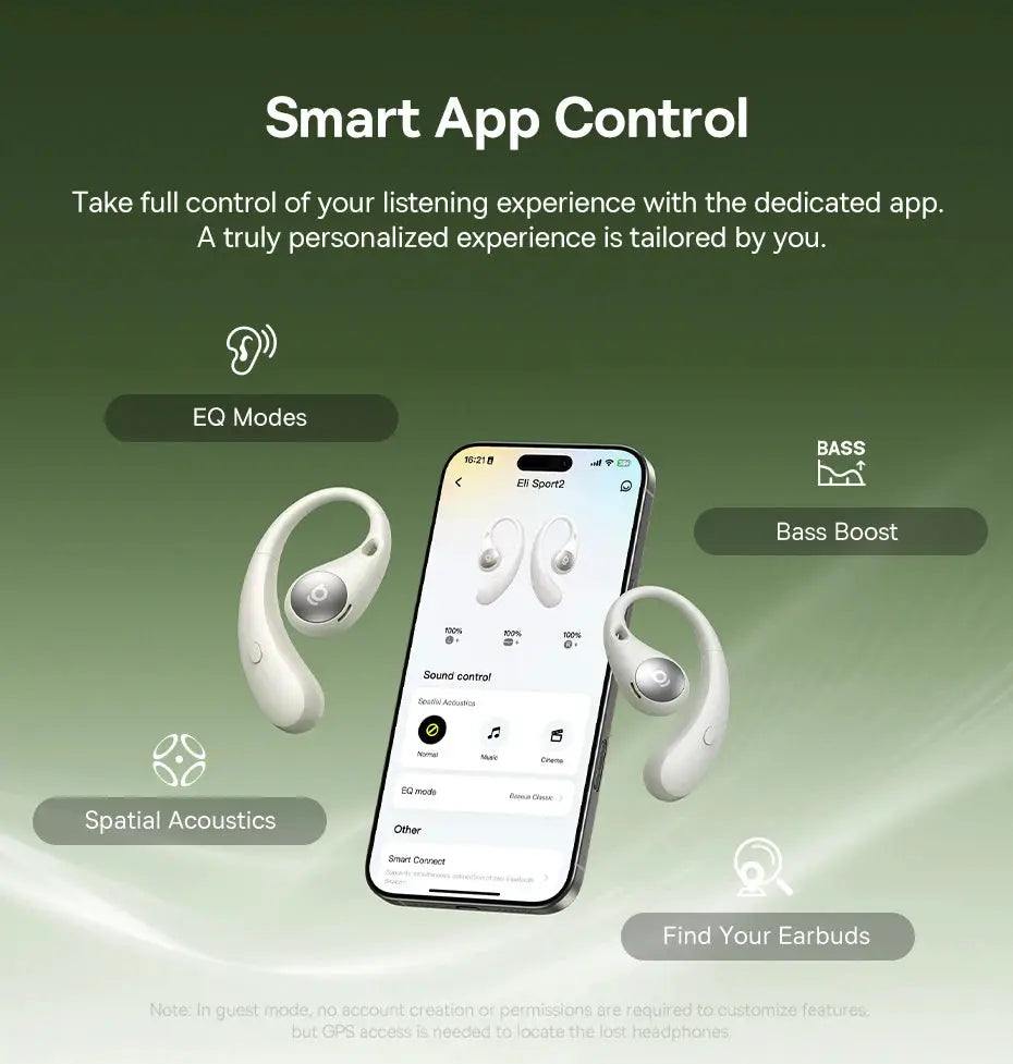 Baseus Eli Sport 2 open-ear wireless earphones pair in white with earhooks