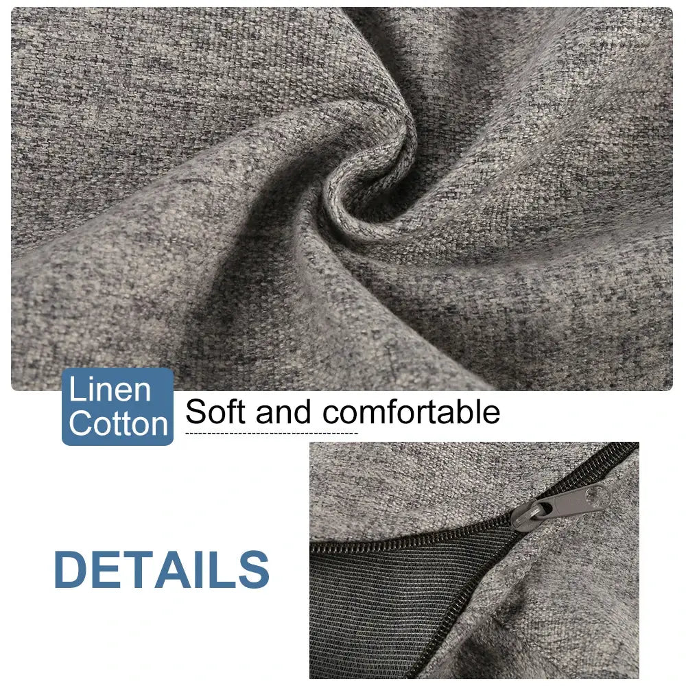 Bean bag cover, large, gray linen cotton fabric with zipper closure
