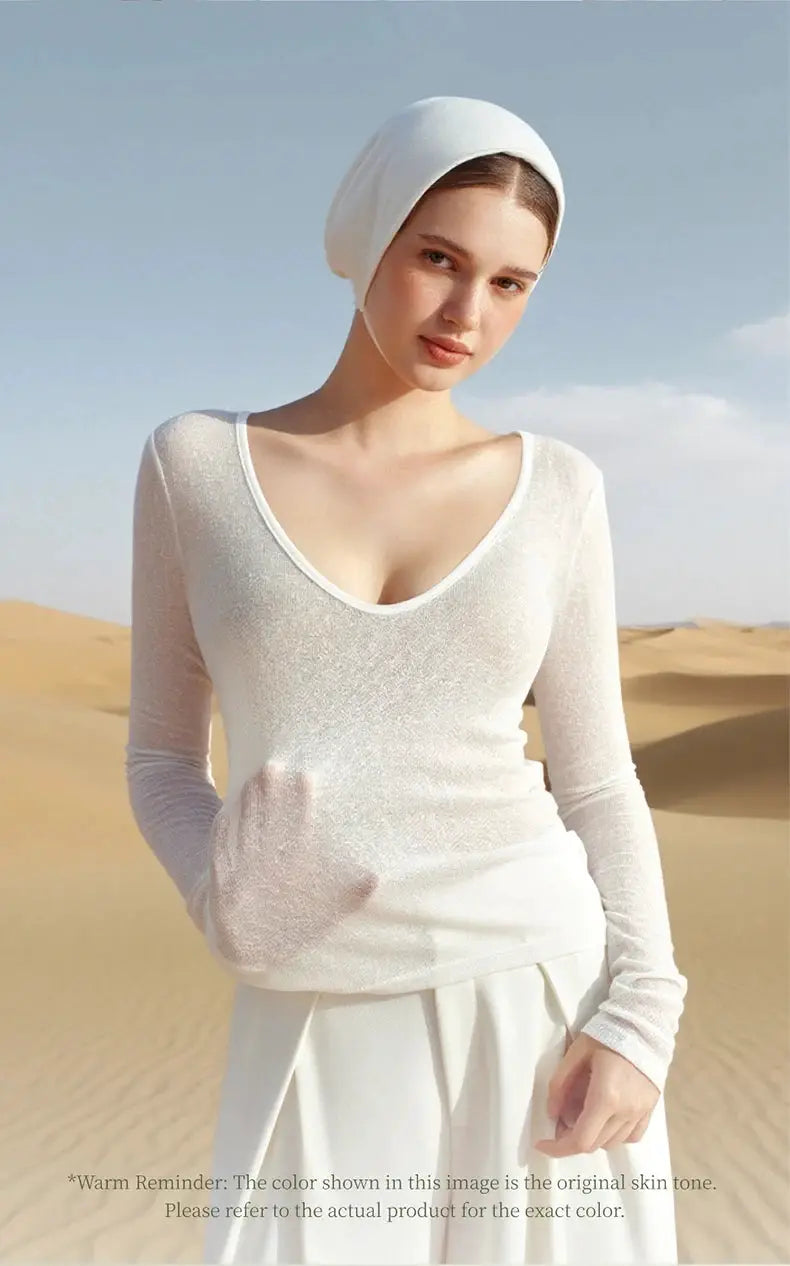 SUJIIN wireless bralette in white; seamless, padded, V-neck push-up