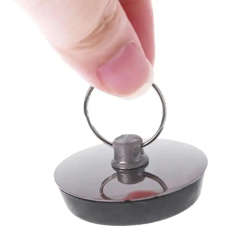 Bath plug by Simples Market, stainless steel with rubber stopper and pull-ring, chrome finish