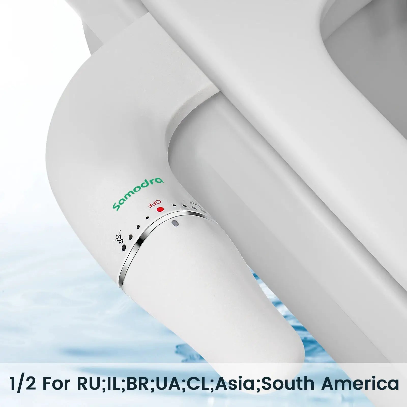 SAMODRA bidet attachment, ultra-slim white with dual nozzle and adjustable water pressure by Simples Market