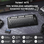 ATTACK SHARK M75 wireless membrane gaming keyboard with knob, OLED display, rainbow gradient PBT keycaps FreeWolf