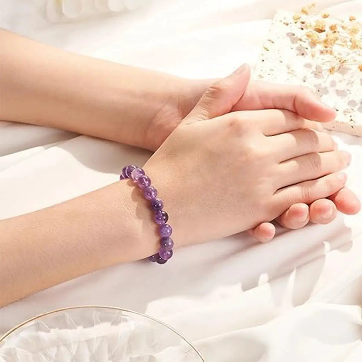 Natural Dream Lace Amethyst Beaded Bracelet For Women With Purple Quartz Energy Reiki Healing