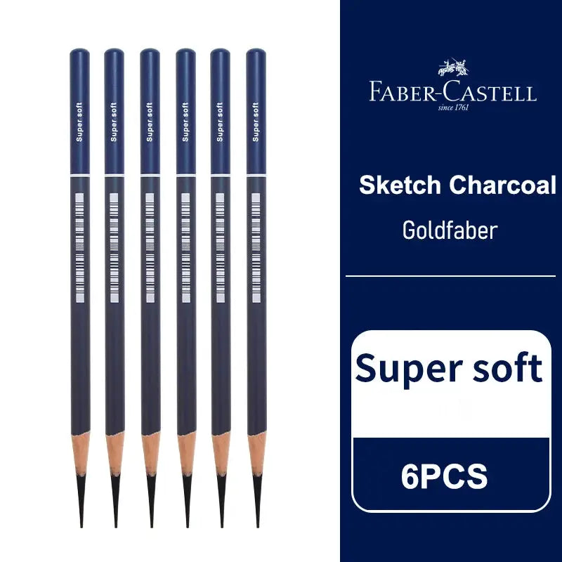 Faber-Castell Goldfaber sketch pencils, 6-pack blue barrels, super soft graphite for drawing