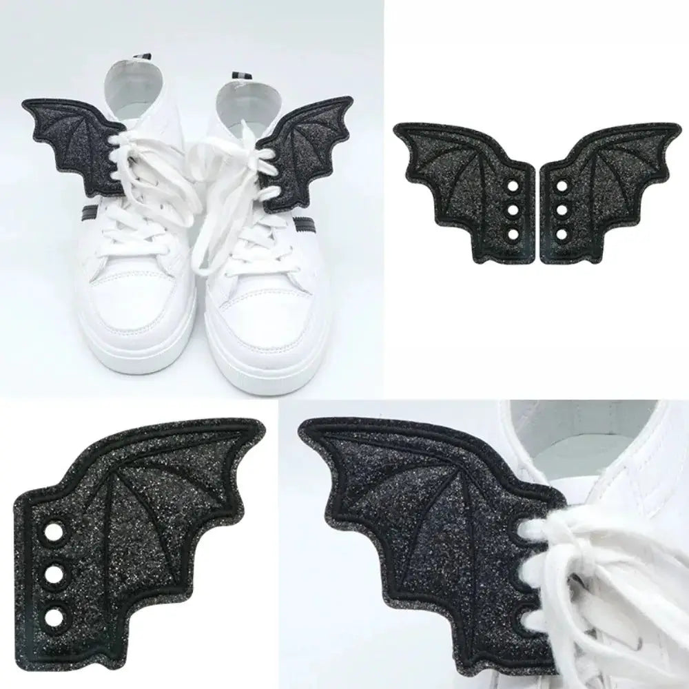 One Pair Bling Bat Wing Shoe Charms For Sneaker Laces Punk Style Halloween Gift Accessory Decor