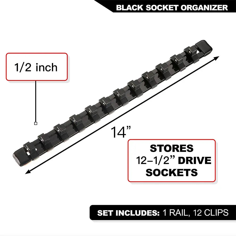 Durable Plastic Socket Organizer Rail Bracket For Quarter Inch Three Eighths And Half Inch Wrenches