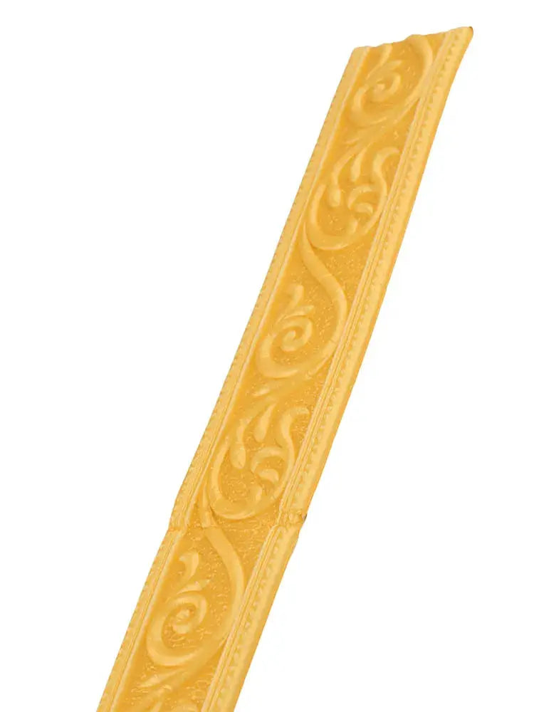 3D wall trim border strip by Simples Market, yellow self-adhesive with embossed scroll pattern