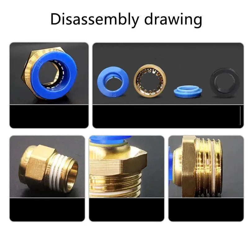 Pneumatic Fitting Air Connector Set PC4 PC6 PC8 PC10 PC12 Quick Connectors For 4 6 8 10 12 Mm Hose Fittings Inch Thread