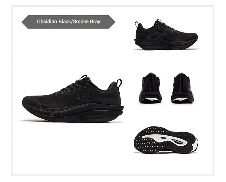 361 Degrees Flame 4.0 MIX men’s running shoes, obsidian black/smoke gray with carbon plate
