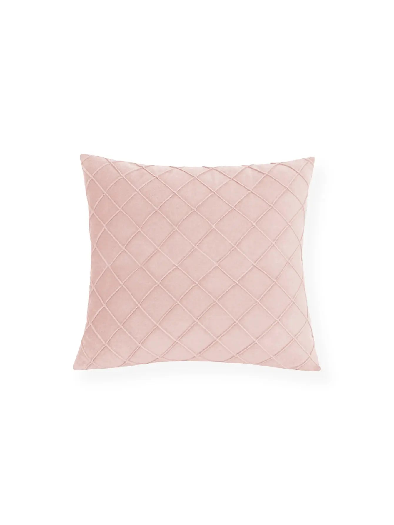 Velvet cushion cover with diamond quilt pattern, pink, 45x45 cm