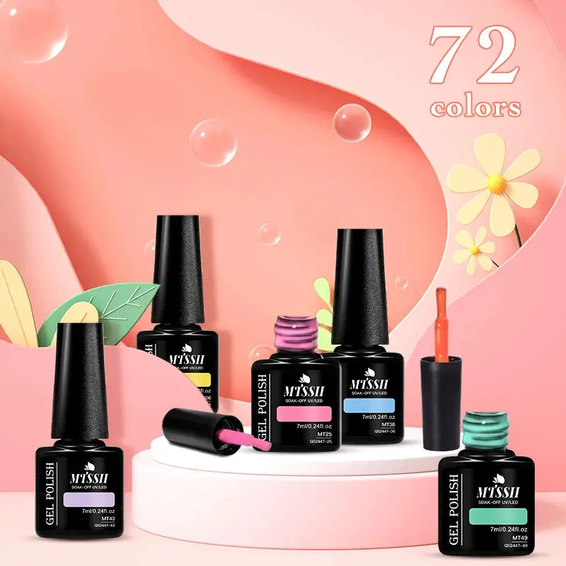 MTSSII gel nail polish 6-piece set with pink and teal shades