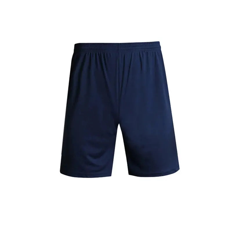 Men's navy football running shorts with elastic waistband, quick-drying breathable athletic shorts