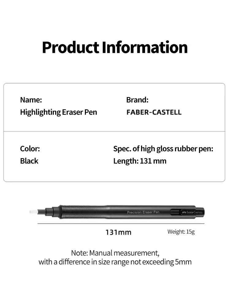 Faber-Castell retractable eraser pen, black, 131 mm length