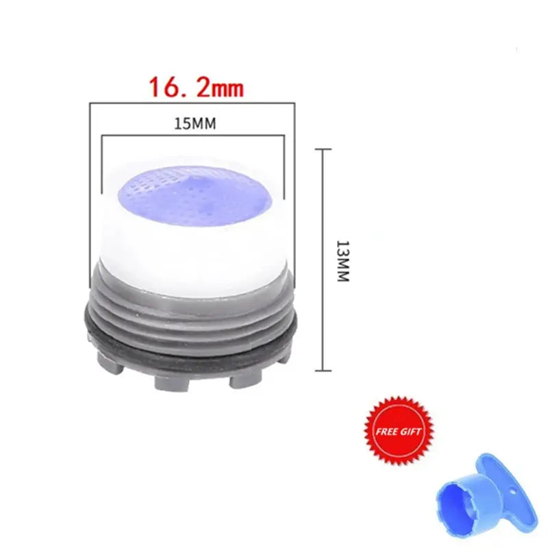 Simples Market faucet aerator with blue perforated top and grey base; M24/M21/M18/M16 adapters + free blue connector (2 items)