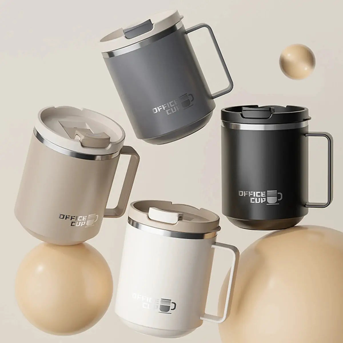 Double Wall Insulated 304 Stainless Steel Coffee Mug With Handle Leak Proof 500ml 16oz Drinkware For Adults And Students