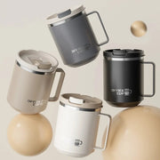 Double Wall Insulated 304 Stainless Steel Coffee Mug With Handle Leak Proof 500ml 16oz Drinkware For Adults And Students