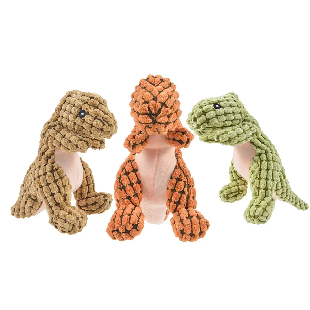 Interactive Plush Dinosaur Dog Toy for Small Dogs and Cats Durable Fleece Chew Toy