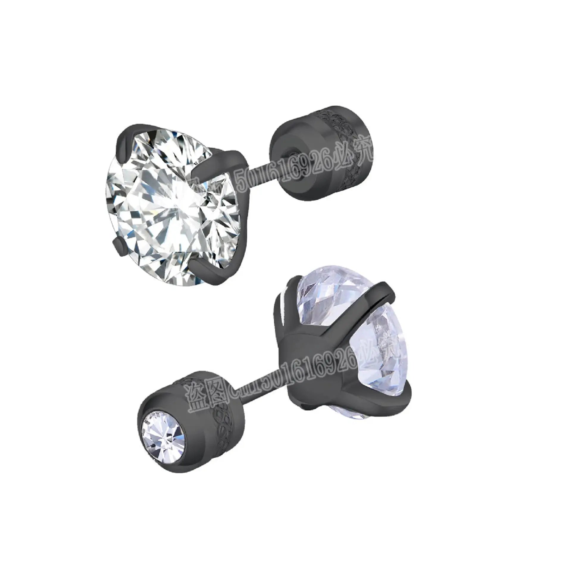 Titanium Steel Stud Earrings For Men And Women Screw Back CZ Zircon Round Four Color Silver Black Rose Gold Golden Gift