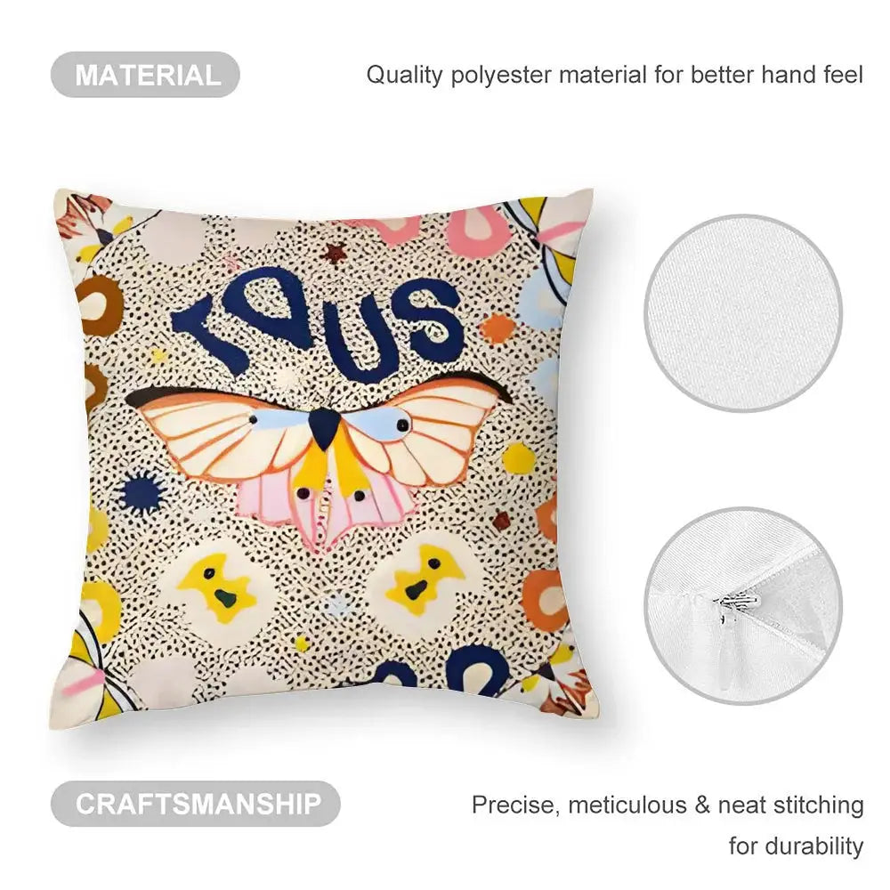 Pillow case, plush fabric, double-sided butterfly print, Simples Market