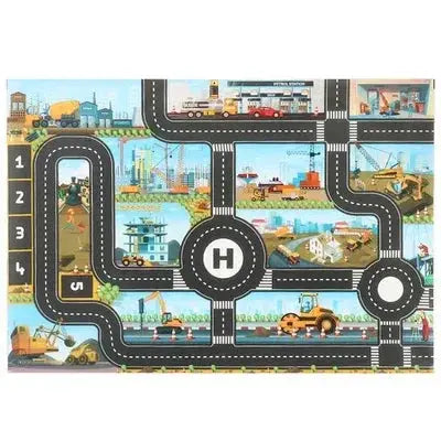 City Traffic Road Map Play Mat For Toddlers With Roads Buildings Parking Lots And Traffic Signs