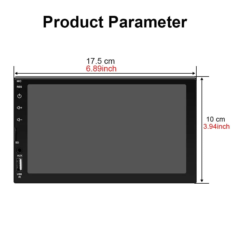 7 Inch 1 Din Car Stereo CarPlay Android Auto Bluetooth HD Touch Screen