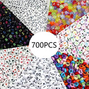700 Pieces 7 Color Round Beads Set Acrylic Alphabet And Number Beads For Jewelry Making DIY Friendship Bracelet Craft