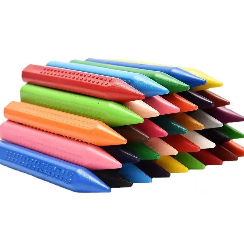 Crayon set 12-color washable wax crayons from Simples Market stacked in a rainbow.