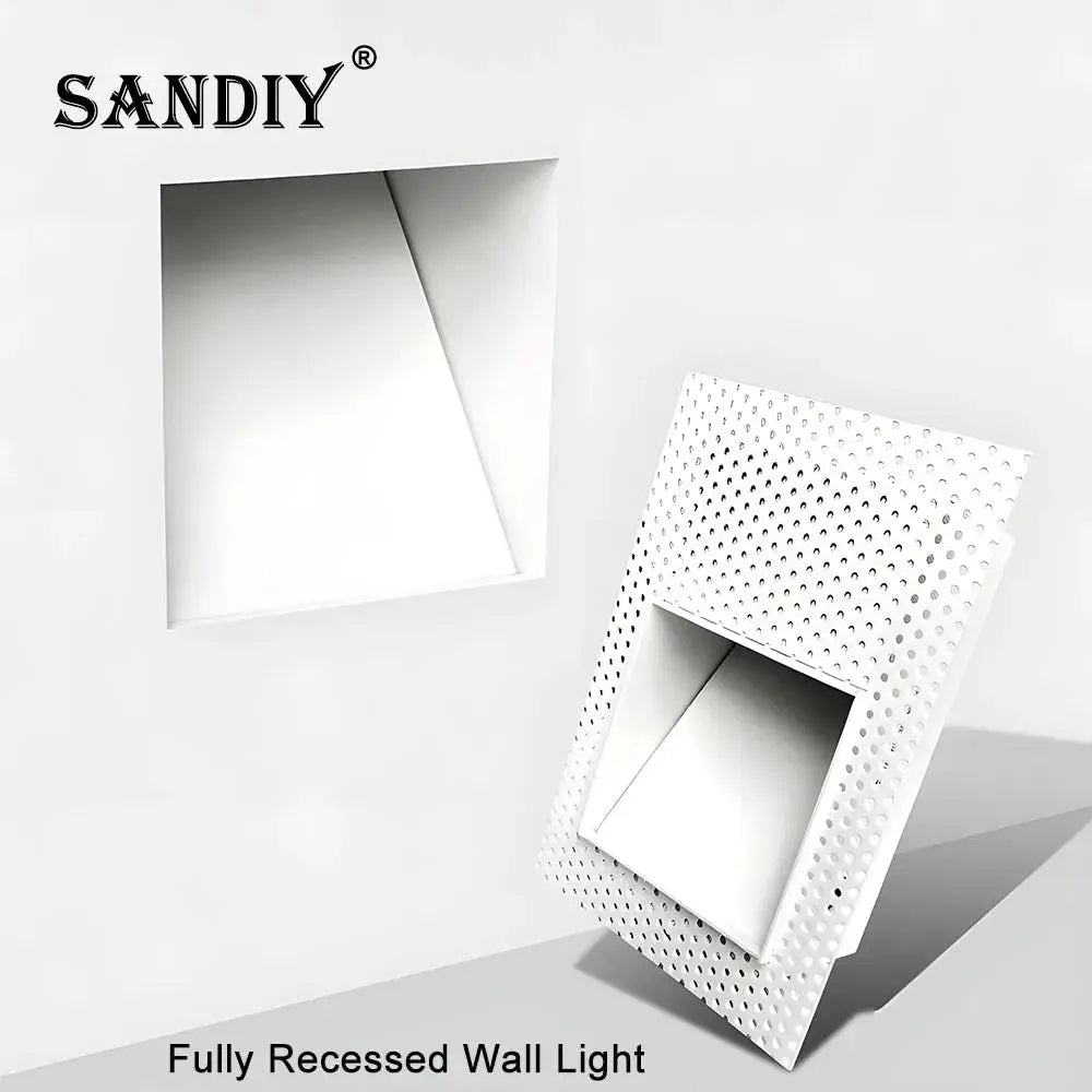 SANDIY sensor wall sconce lamp, recessed frameless step light in white, 3W