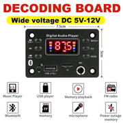 DC 12V Bluetooth 5 Point 0 MP3 WMA WAV APE Decoder Board Hands Free Car Audio USB TF Card FM Radio MP3 Player Speaker