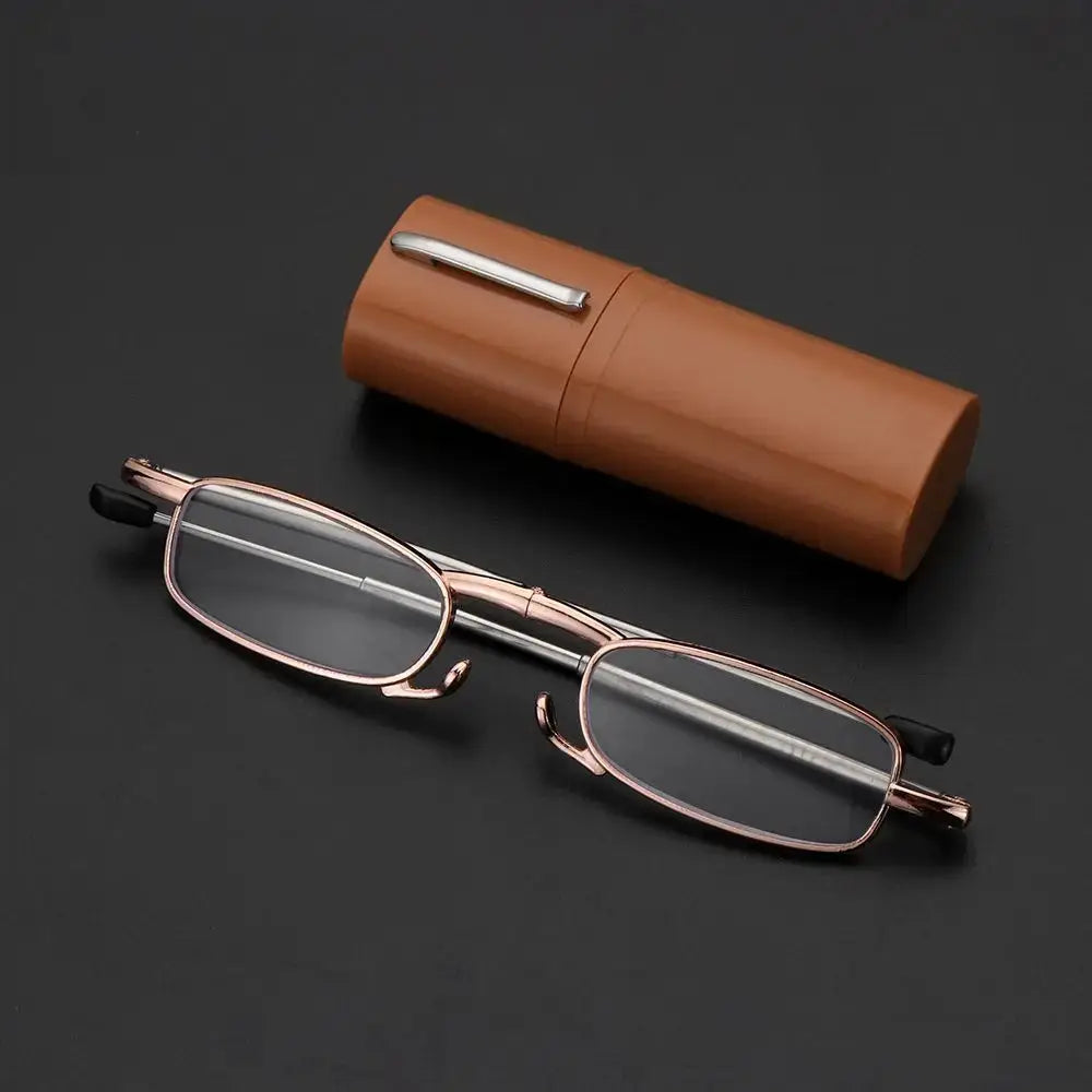 Elegant Reading Glasses Metal Frame Ultra Thin Design Lightweight Portable Mini Eyewear For Men And Women With Case