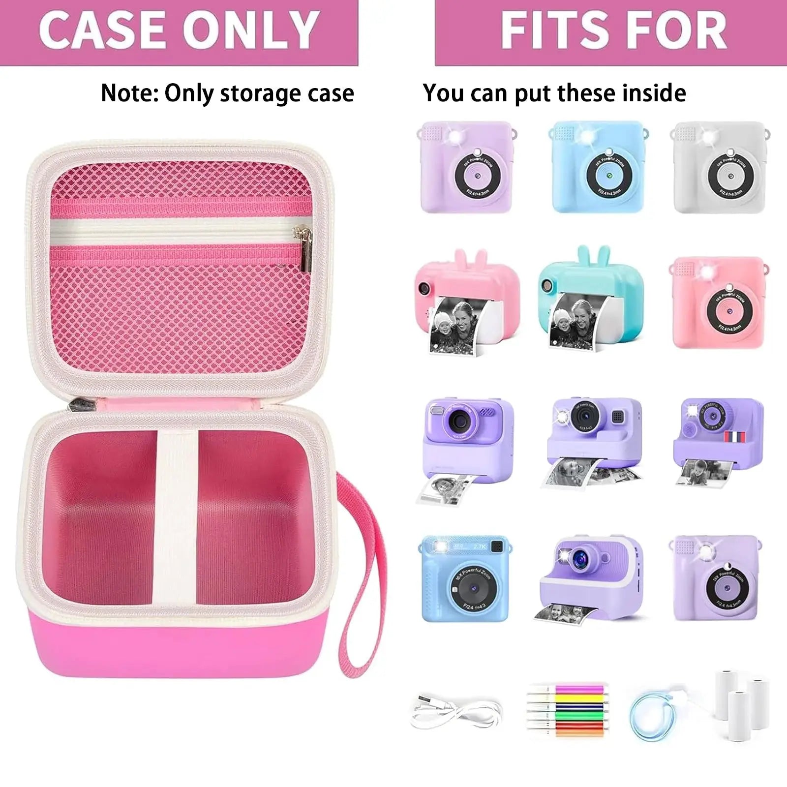 KidGuard Instant Print Camera Case Shockproof Dustproof Hard Storage Bag For Toddler Cameras Travel Friendly PU Case