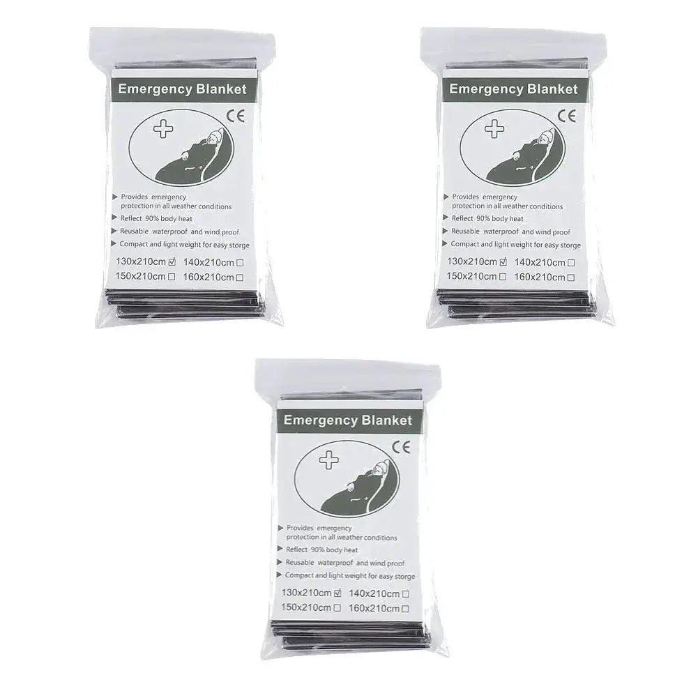 1 To 10 Pack Emergency Thermal Blanket Kit Military Rescue Mylar Foil Windproof Waterproof First Aid Camping