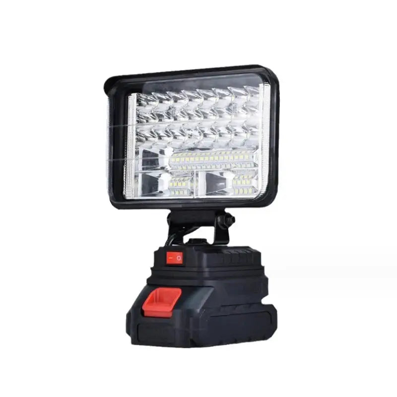 HOMEFISH Makita 18V LED work light with battery base, black and red portable camping flood lamp