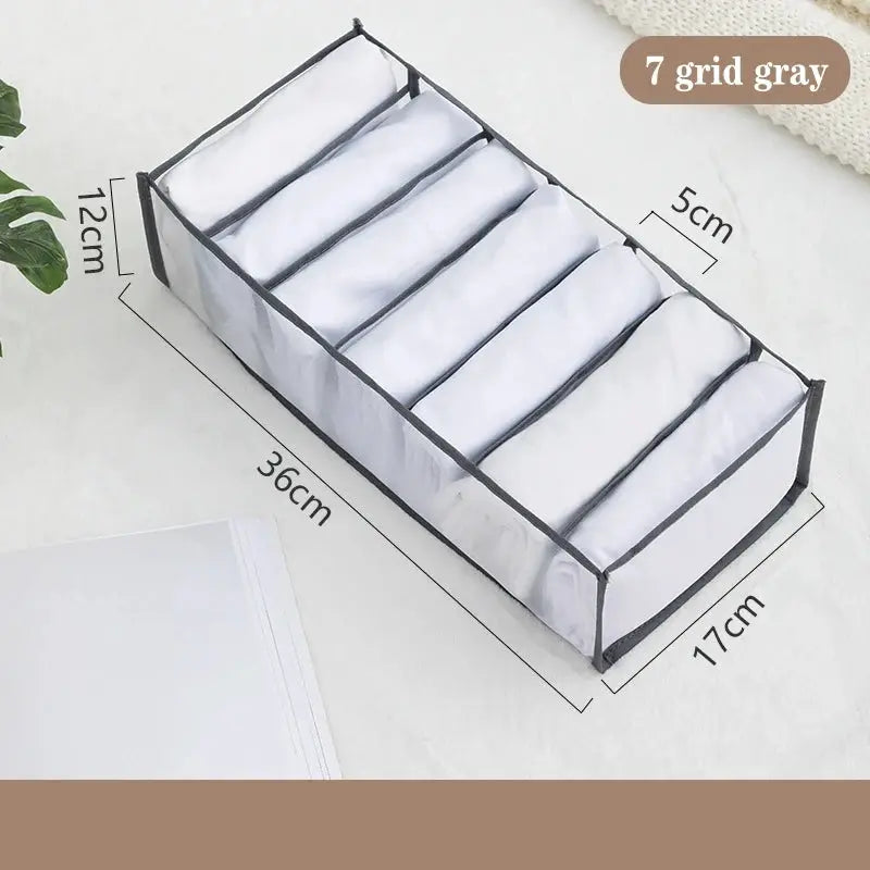 7-grid gray fabric underwear and sock organizer for wardrobe by Simples Market