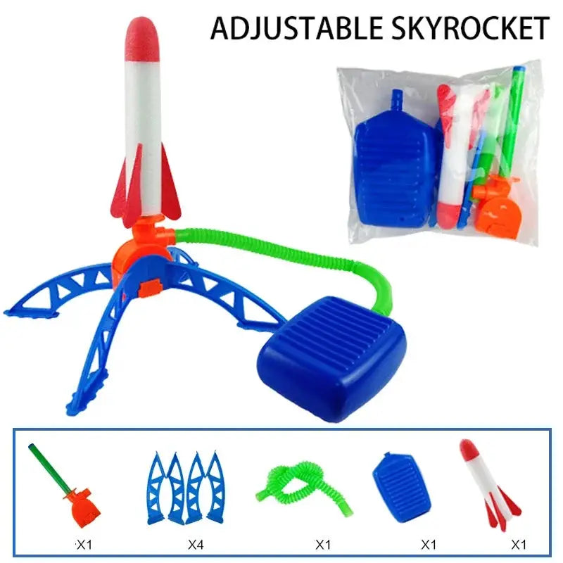 Kids Outdoor Rocket Foot Pump Launcher Toy Air Powered Rocket Launch Game And Gifts