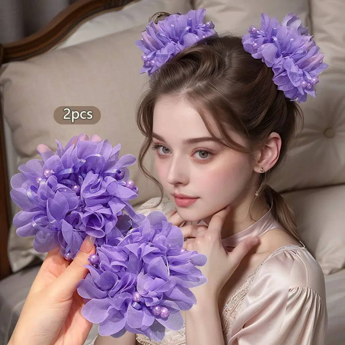 2 Pack Pink Cute Headbands for Girls Elastic Acrylic Hair Accessories for Children Casual Everyday Wear