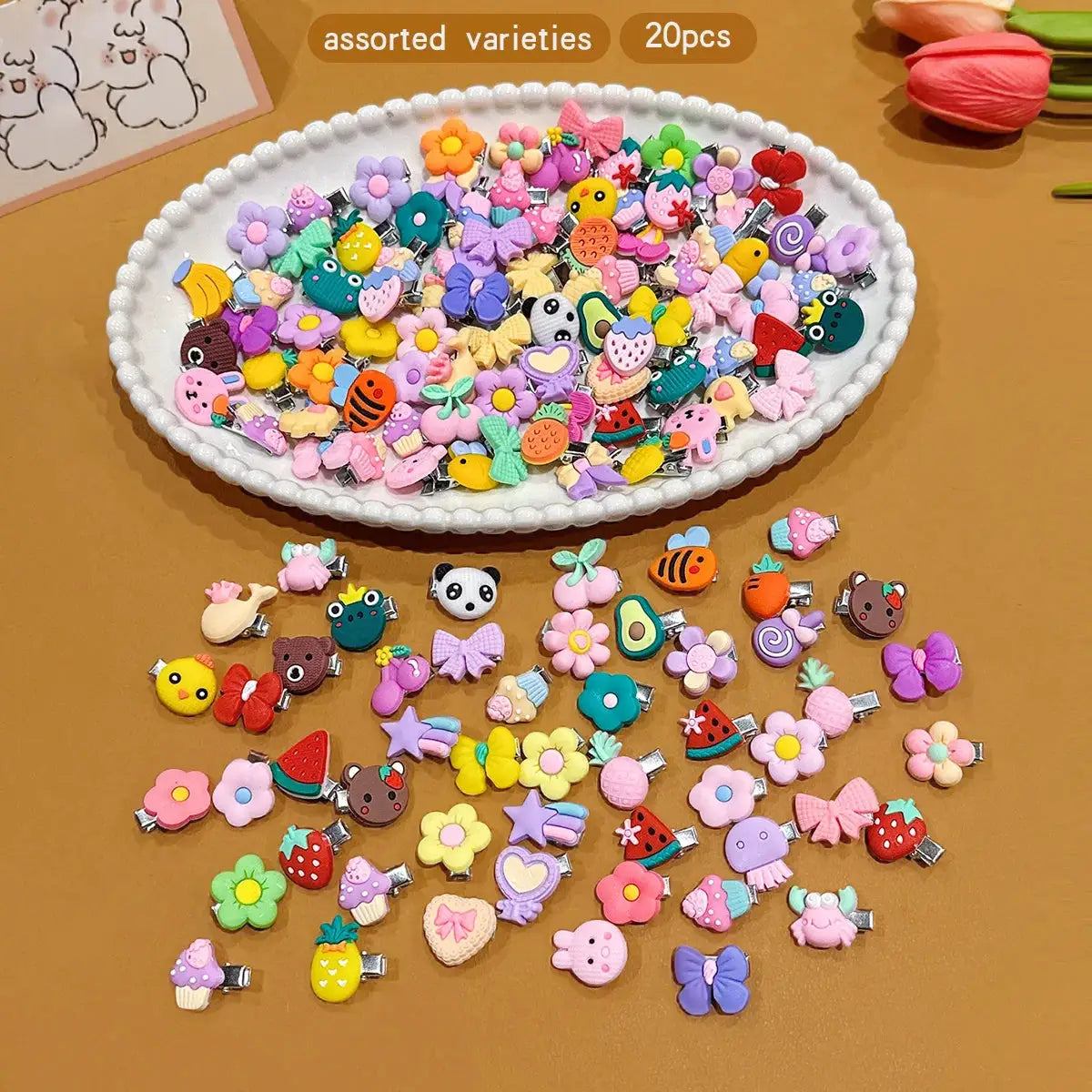 Set Of 20 Random Cartoon Cute Hair Clips For Daily Wear Women And Girls Hair Accessories