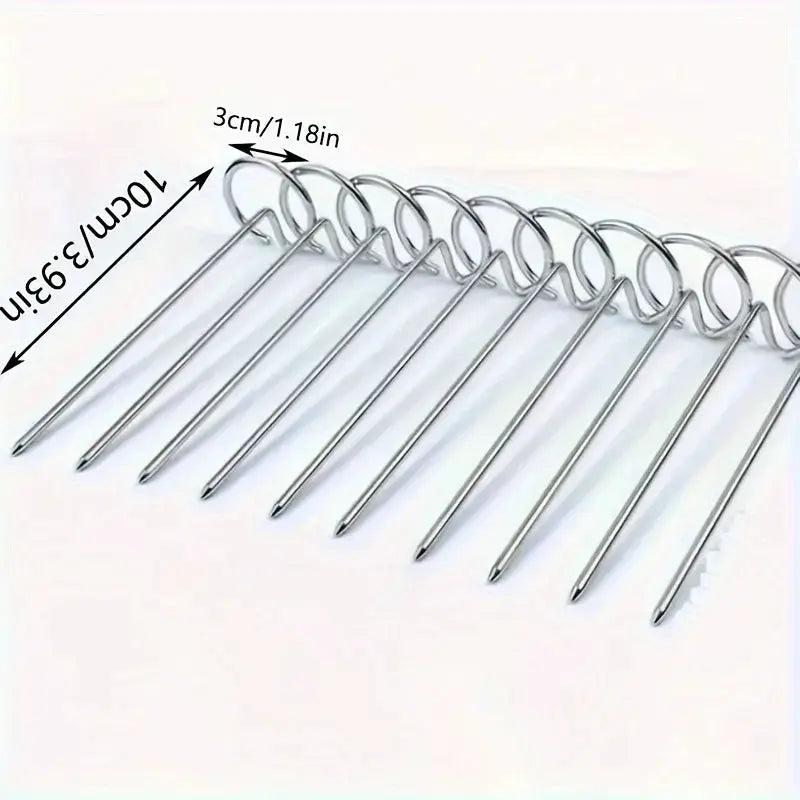 10 Piece Set of Food Grade 304 Stainless Steel Baking Needles for Air Fryer Oven Vertical Grill and Skewer Grill