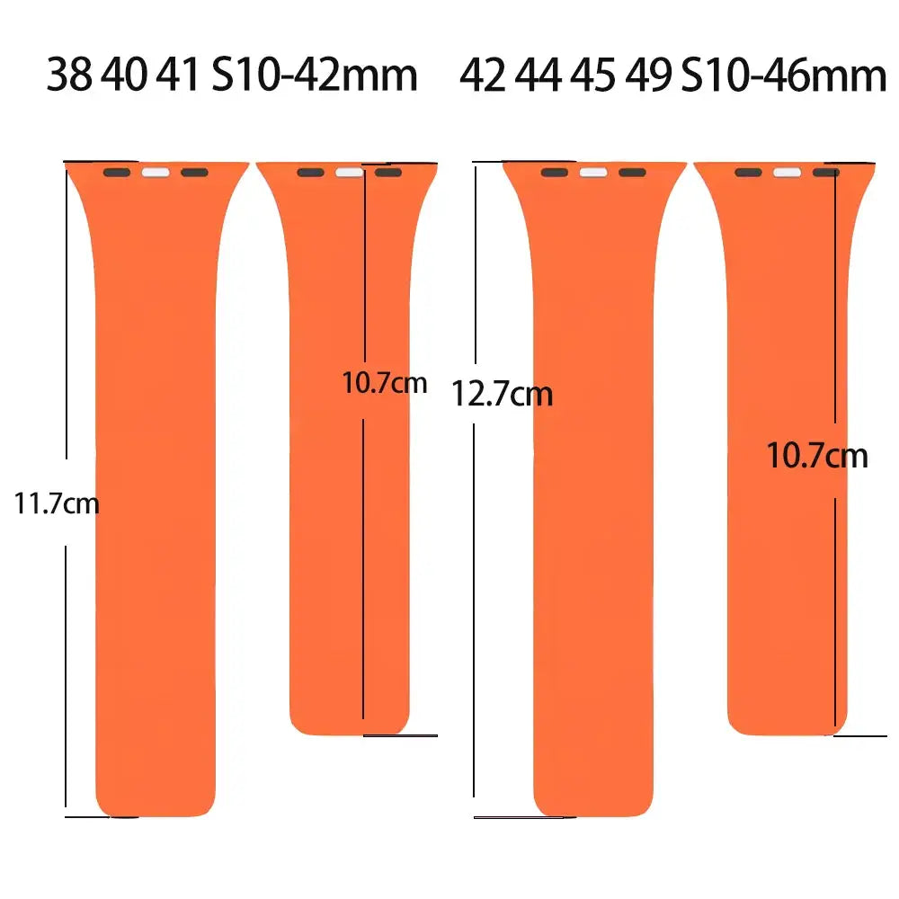 Silicone magnetic Apple Watch strap set; orange bands for 38–49mm sizes (set of 4)