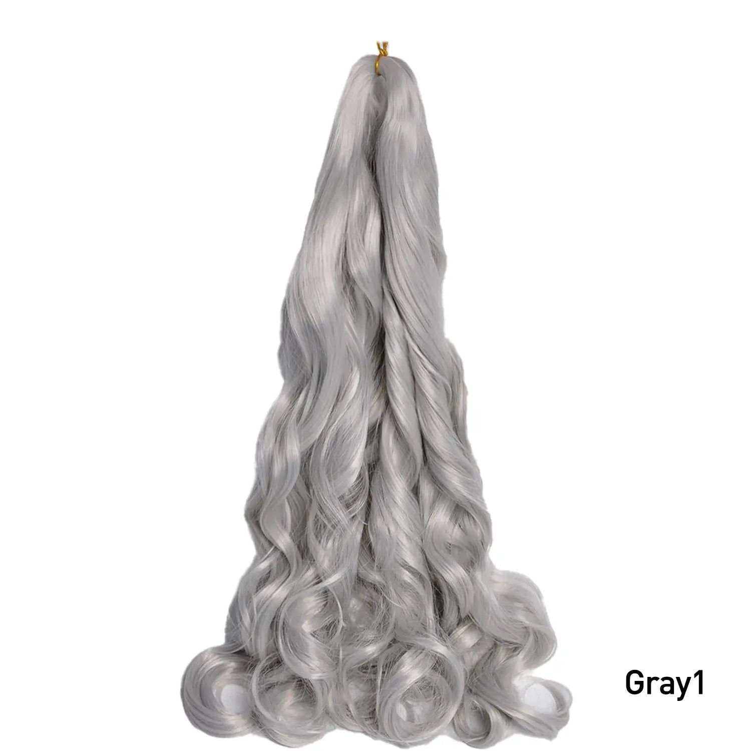 French Curls braiding hair, 24-inch gray synthetic spiral curls by Simples Market